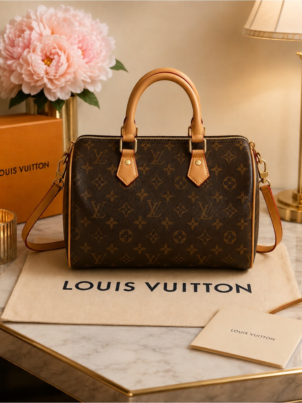 Luxury Brown Two Tone Monogram Fashion Top Handle Bag